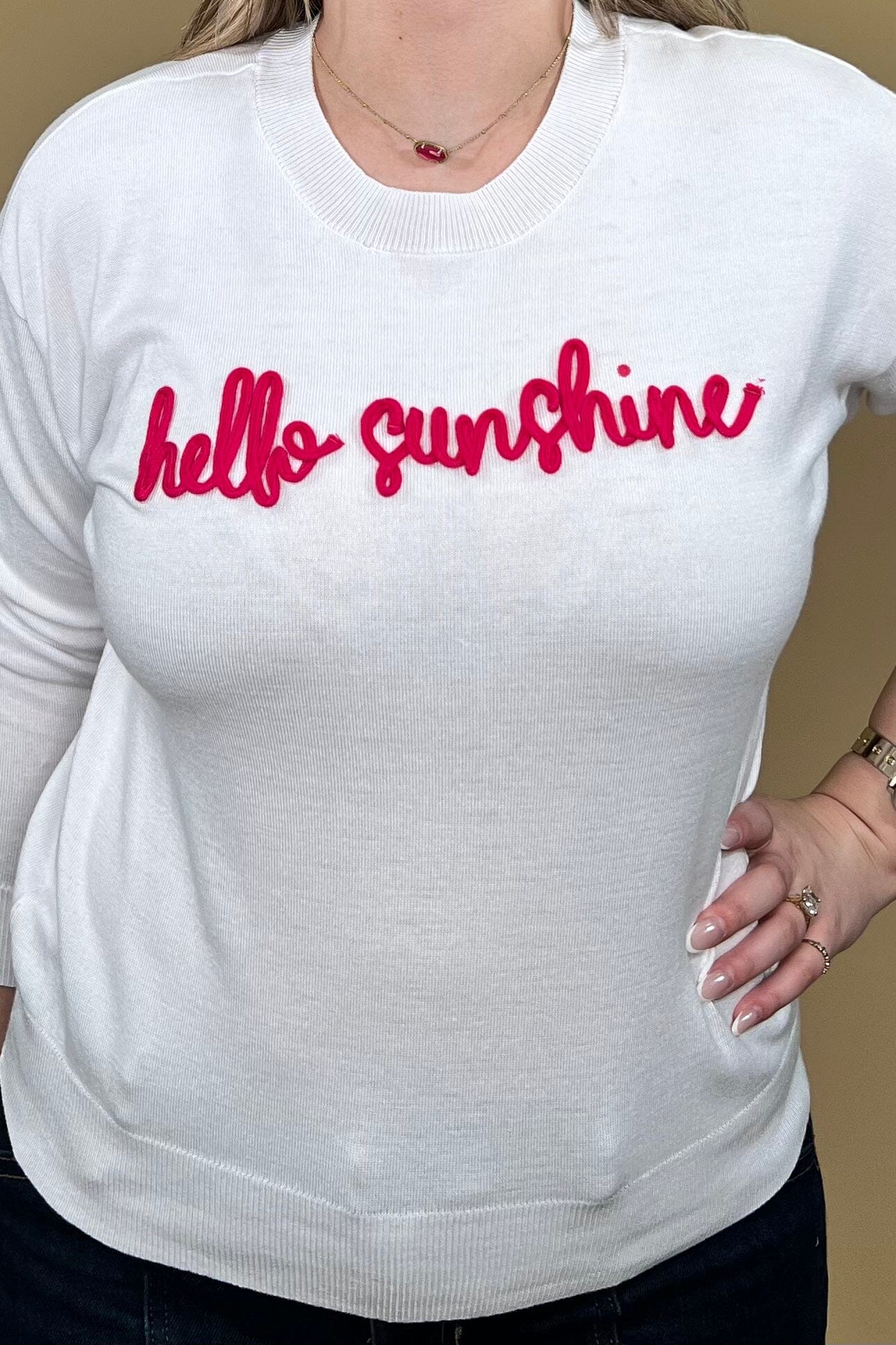 "Hello Sunshine" Long Sleeve Pullover Sweatshirt MISSY TOP SPECIAL ZAC &amp; RACHEL 