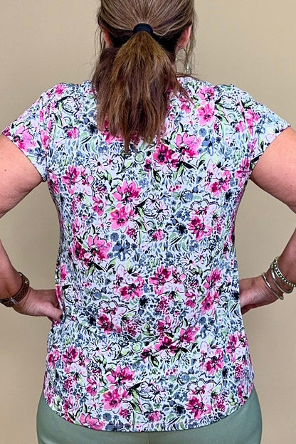 Printed Short Sleeve Cowl Neck Top MISSY TOP SPECIAL SOUTHERN LADY 