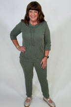 Tie Neck 3/4 Sleeve Knit Top MISSY BASIC KNIT:~~Unassigned~~ SOUTHERN LADY 