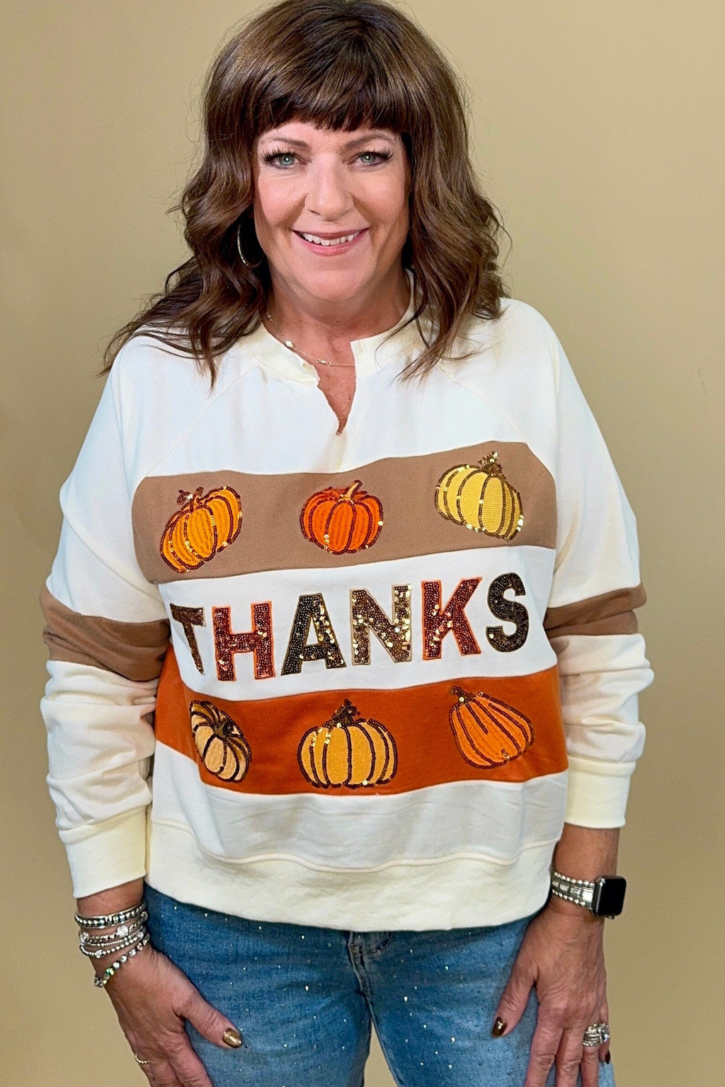 Thanks Pumpkin Pullover JRTOP CASUAL TOP:~~Unassigned~~ JESS LEA 