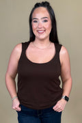 Sleevless Built in Bra Knit Top - Espresso MISSY BASIC KNIT:LPTRUNKFALL26 LIVERPOOL 