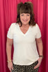 Short Sleeve V-Neck Knit Tee MISSY BASIC KNIT LIVERPOOL FRENCHCREAM XS 