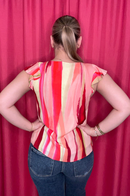 Flutter Sleeve Scoop Neck Woven Top MISSY TOP SPECIAL LIVERPOOL 