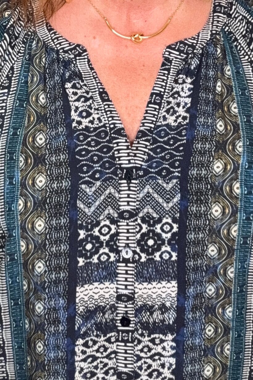 3/4 Sleeve Button Front Woven Blouse MISSY TOP SPECIAL LIVERPOOL 