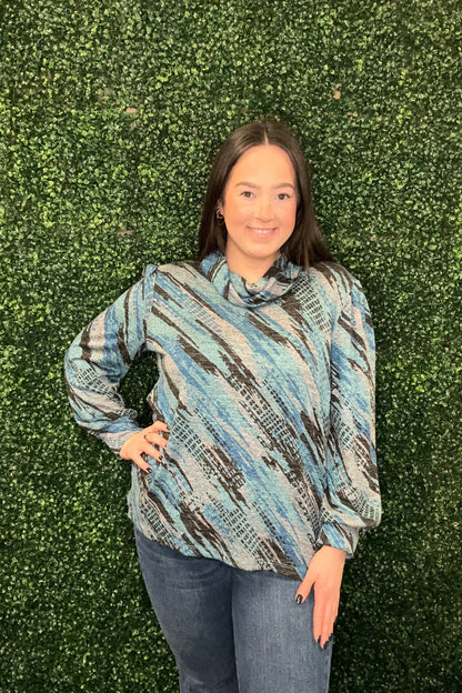 Long Sleeve Cowl Neck Printed Top MISSY TOP SPECIAL SOUTHERN LADY 