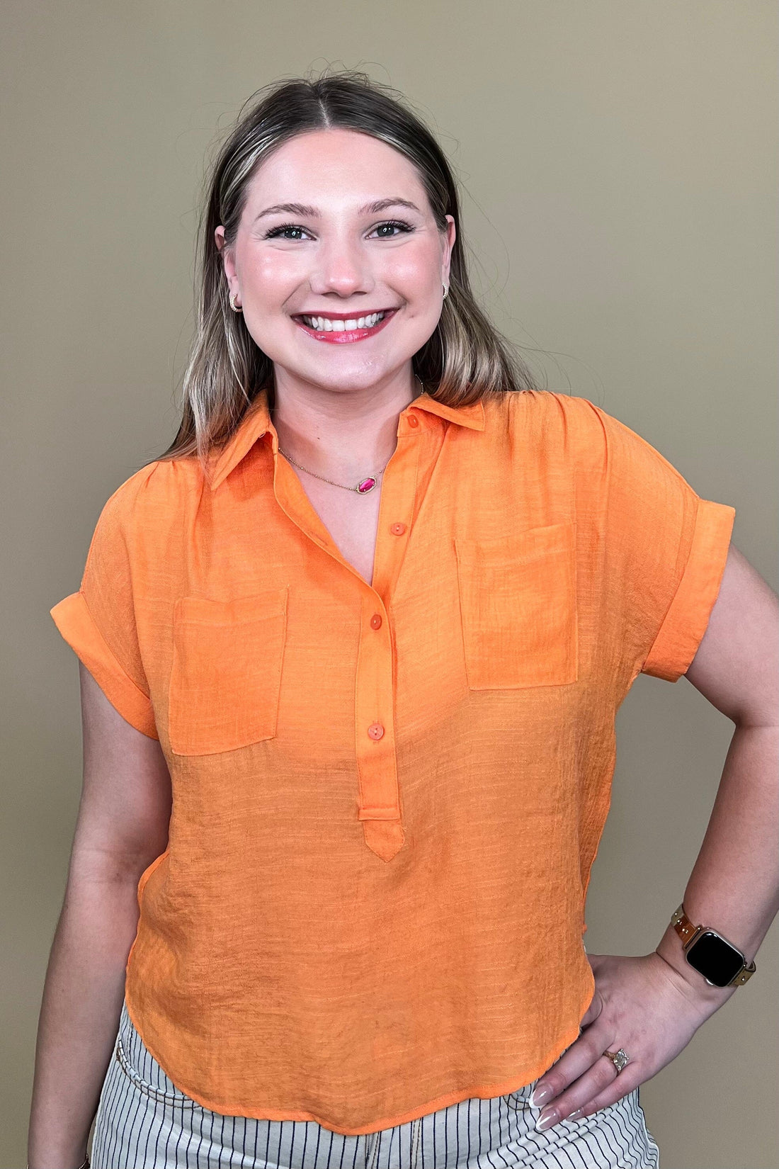 Short Sleeve Top w/Collar &amp; Pockets MISSY TOP SPECIAL ZAC &amp; RACHEL 
