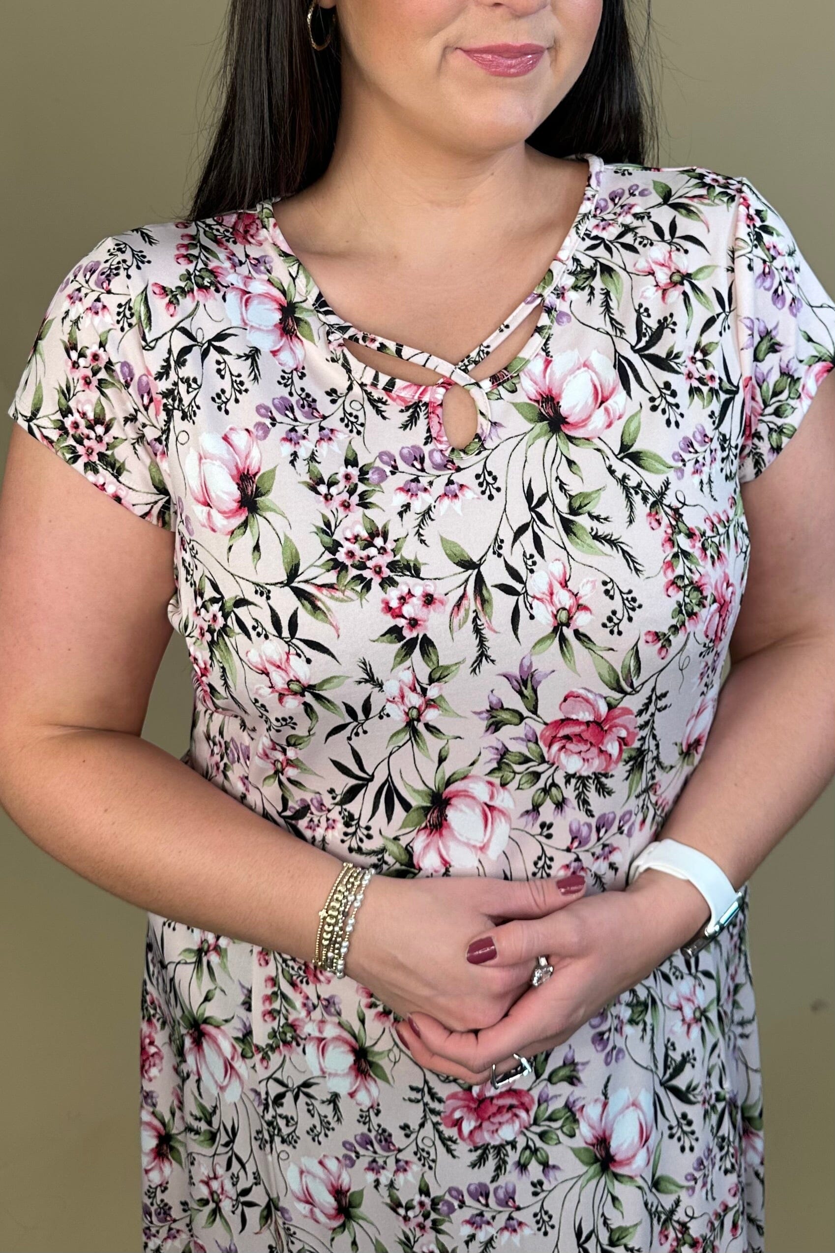 Printed Cap Sleeve Midi Dress DRESS SOUTHERN LADY 