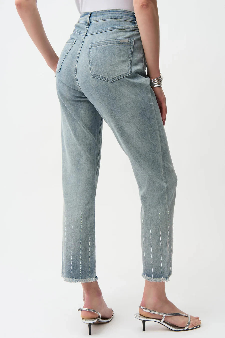 Striaght Crop Jean w/Rhinestone Stripe BOTTOMS JOSEPH RIBKOFF 