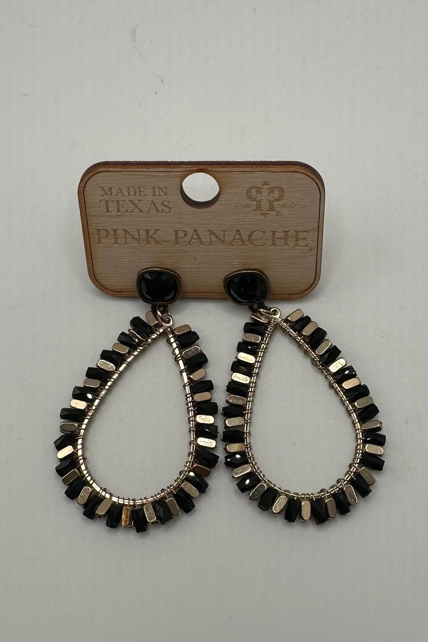 Black &amp; Gold Beaded Teardrops