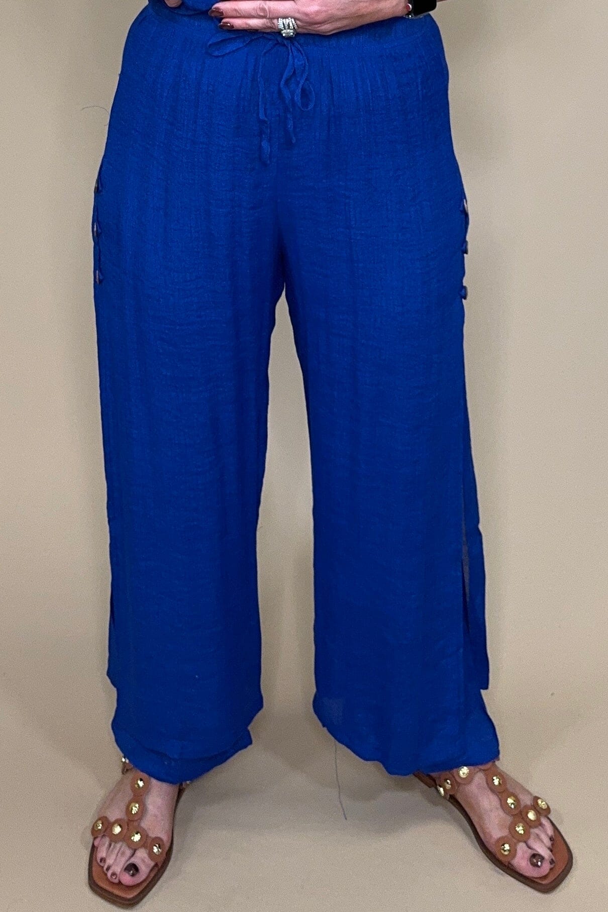Pull On Lined Pant w/Button Detail BOTTOMS CREATION 