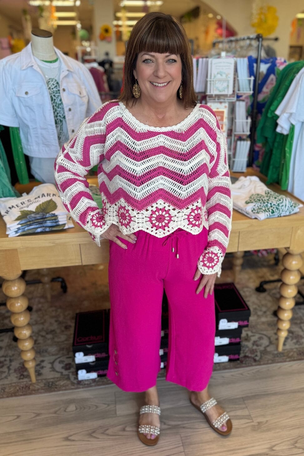 Drawstring Pull On Pant with Button Detail BOTTOMS CREATION 