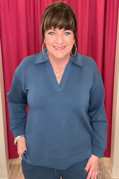 V-Neck Popover w/Collar JRTOP CASUAL TOP LIVERPOOL 