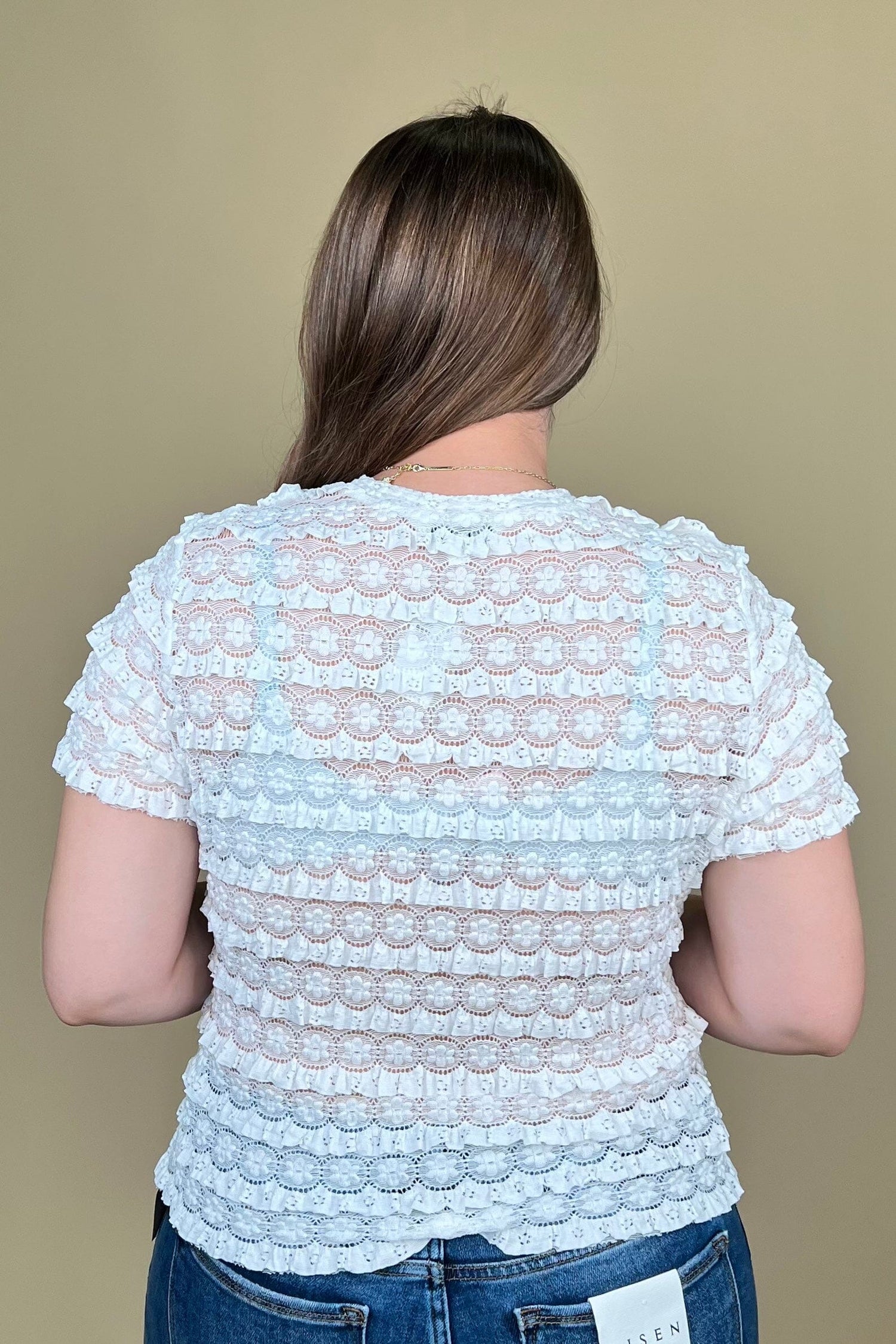 Ruffle Lace Short Sleeve Top JRTOP CASUAL TOP:~~Unassigned~~ DAVI&amp;DANI 