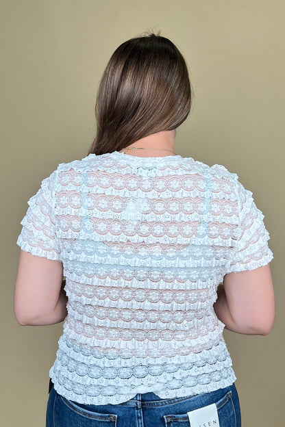 Ruffle Lace Short Sleeve Top JRTOP CASUAL TOP:~~Unassigned~~ DAVI&amp;DANI 