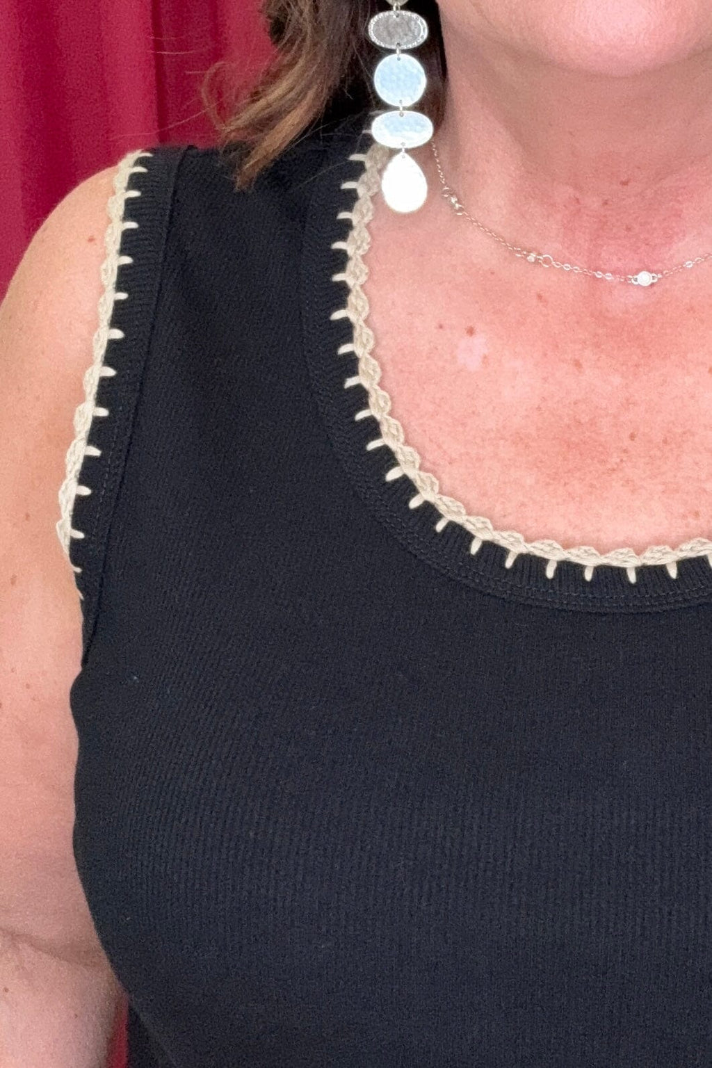 Sleeveless Top w/Crochet Trim MISSY TOP SPECIAL TRIBAL 