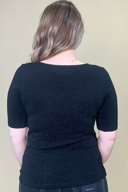 Short Sleeve Textured Top MISSY TOP SPECIAL KEREN HART 