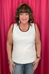 Sleeveless Top w/Crochet Trim MISSY TOP SPECIAL TRIBAL BLK/WHT XS 