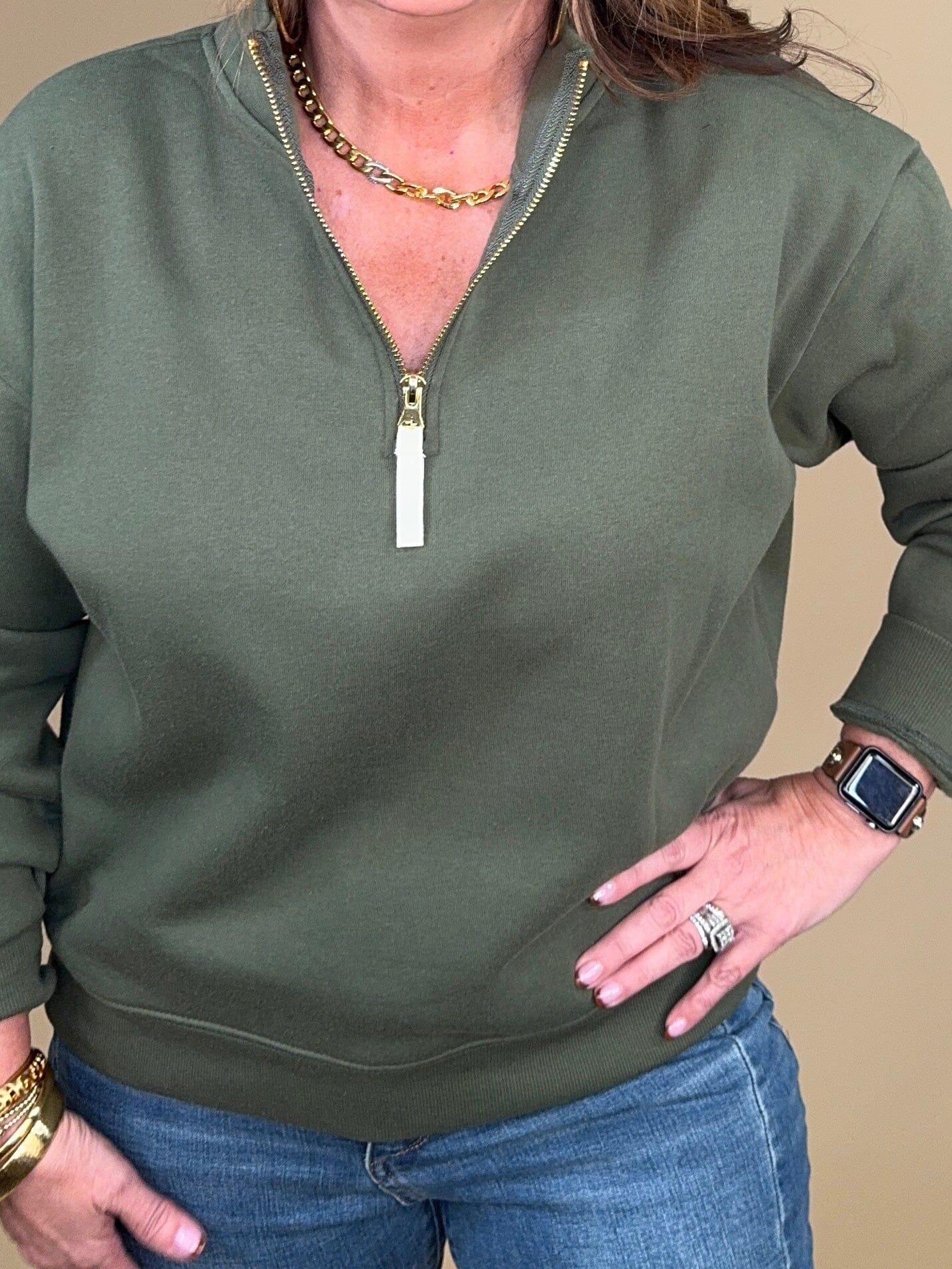 Fleece Half Zip Sweatshirt JRTOP CASUAL TOP ZENANA 