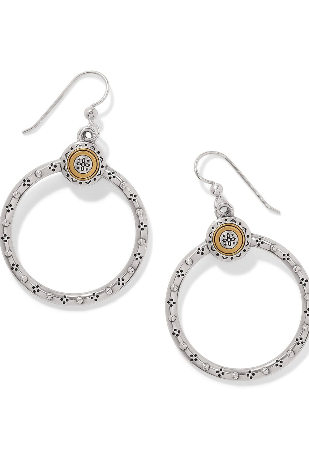 Mosaic Two Tone French Wire Hoop Earrings BJEWELRY Brighton Collectables 
