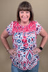 Short Sleeve Embroidery Multi Print Blouse JR TOP DRESSY WHOLESALE FASHION TRENDS 
