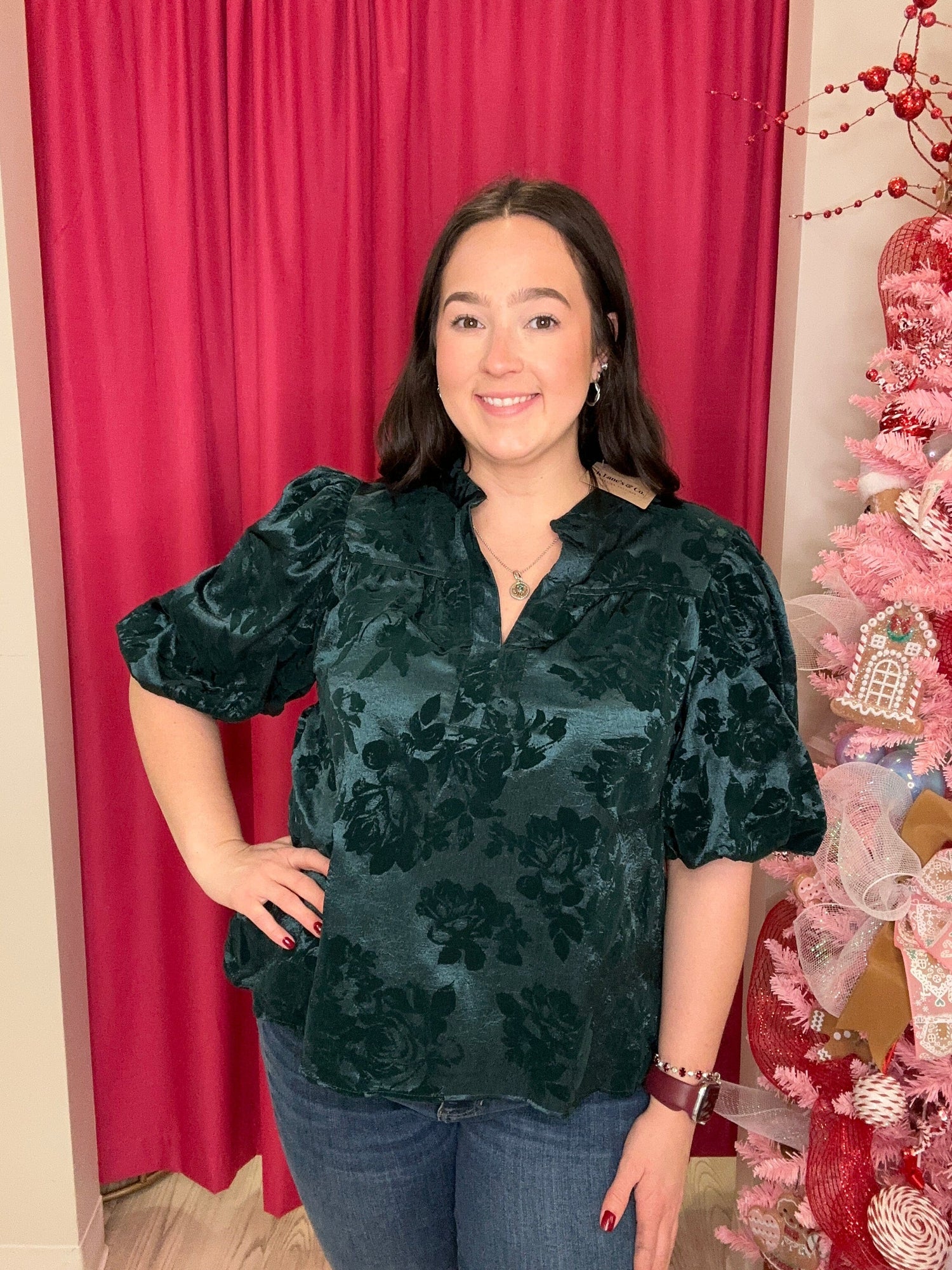 High Round Neck Puff Sleeve Top JR TOP DRESSY GLAM 