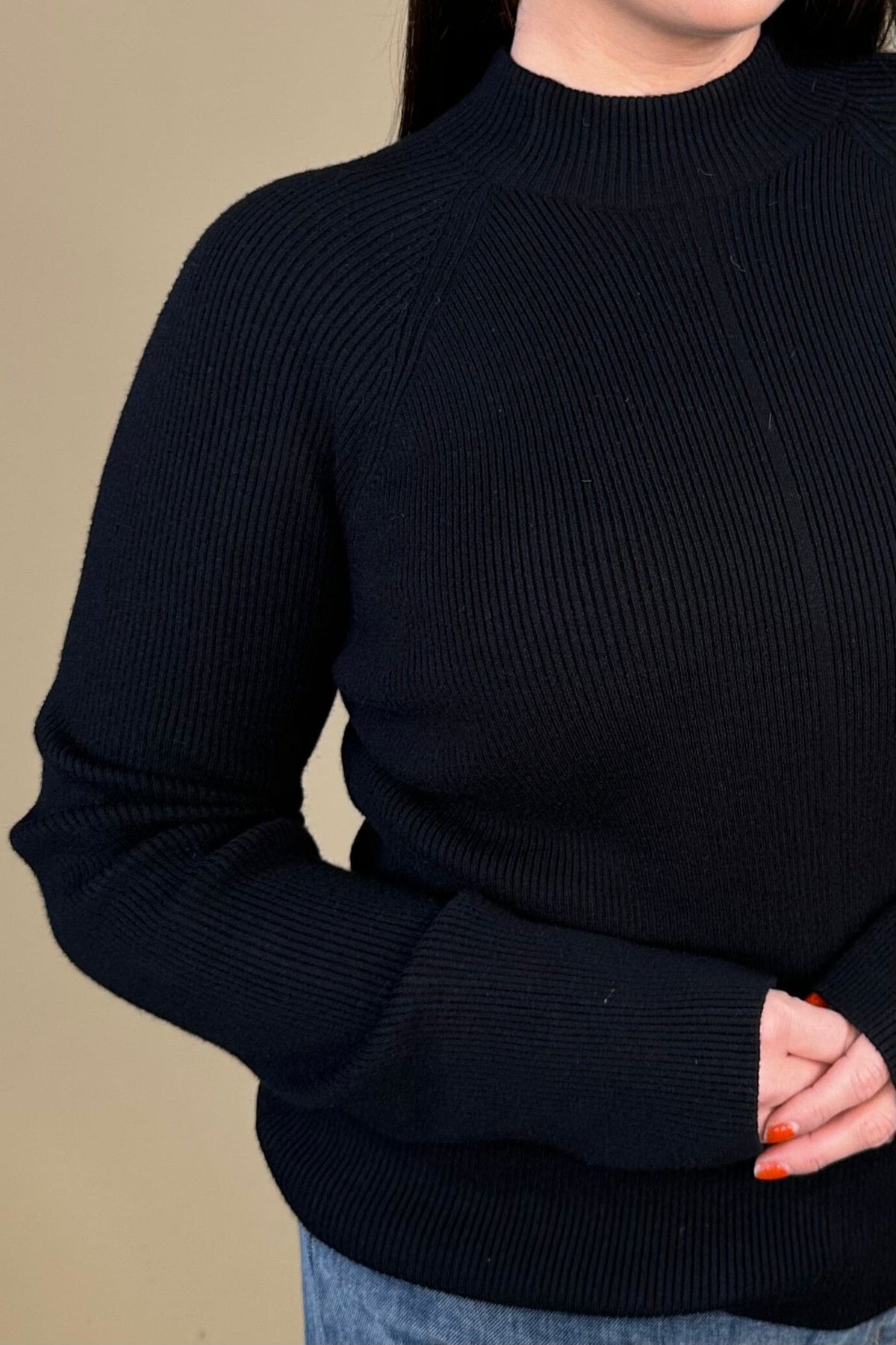 Long Sleeve Turtleneck Sweater - Black MISSY BASIC KNIT:~~Unassigned~~ LIVERPOOL 
