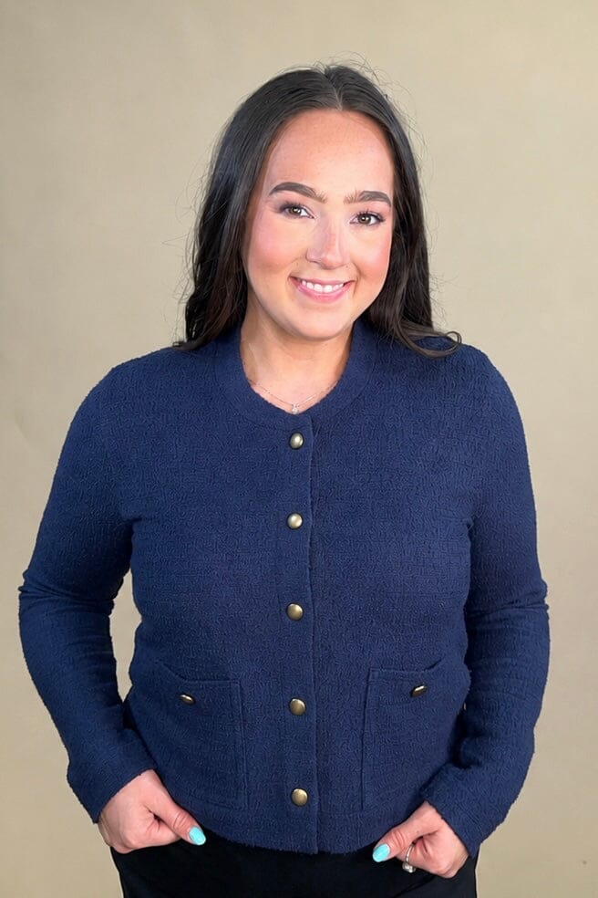Textured Knit Bomber Jacket OUTFIT COMPLETER NIC+ZOE 