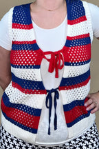 Americana Stripped Sweater Vest w/Bow Tie JRTOP CASUAL TOP SHE&SKY 