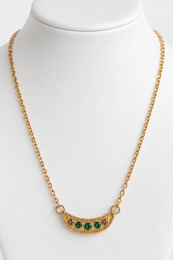 Delicate Mariana Necklace with Curved Pendant in "The Green Room" - Yellow Gold BETTERBRANDJEWELRY:ANECK MICHALSMARIANA 