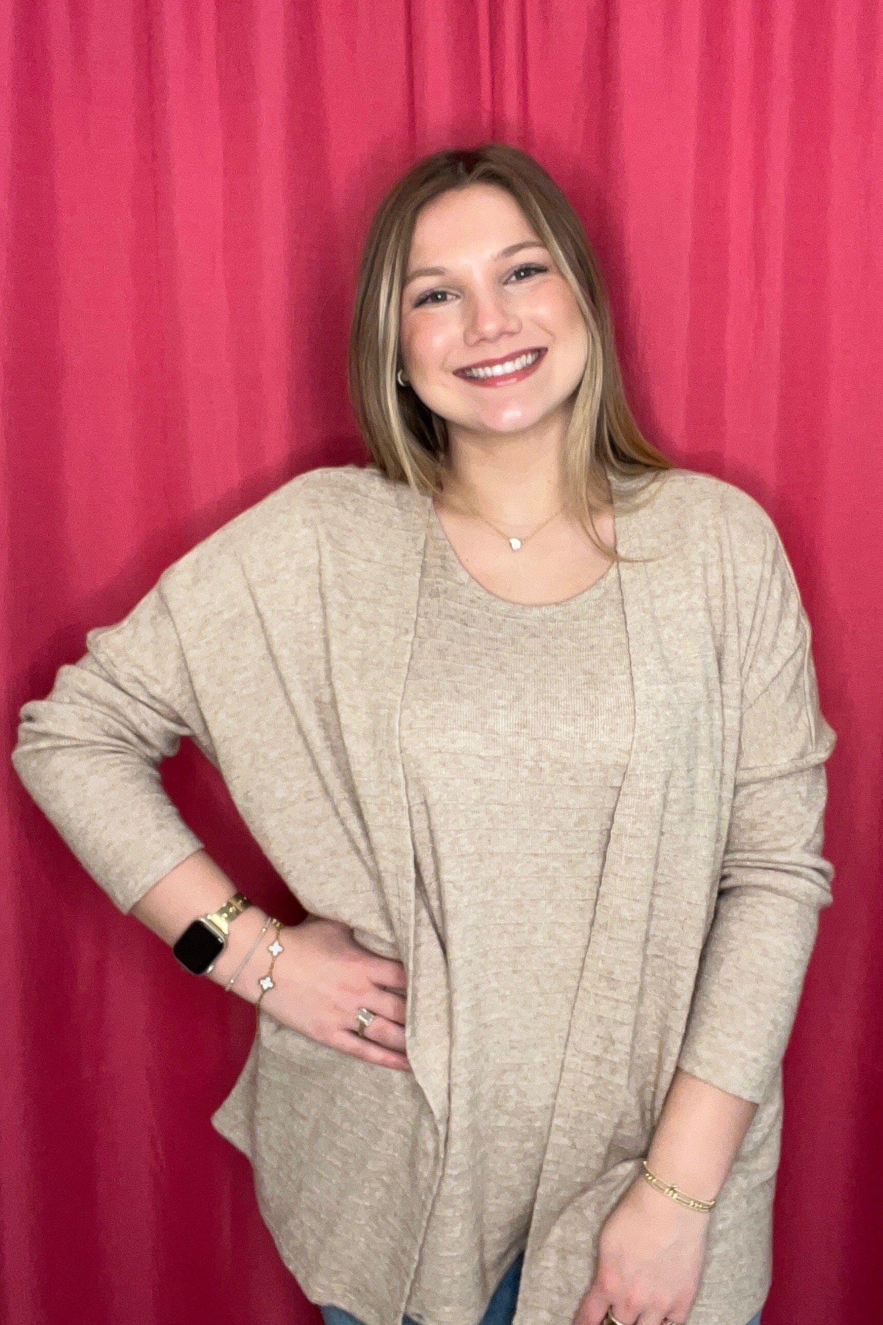 Textured Stripe Tank &amp; Cardigan Set JRTOP CASUAL TOP DEAR SCARLETT 