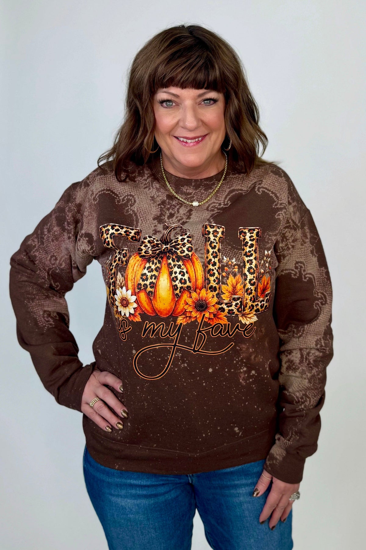 Fall Is My Fave Bleach Sweatshirt MISSY BASIC KNIT:~~Unassigned~~ ENVEE MEE 