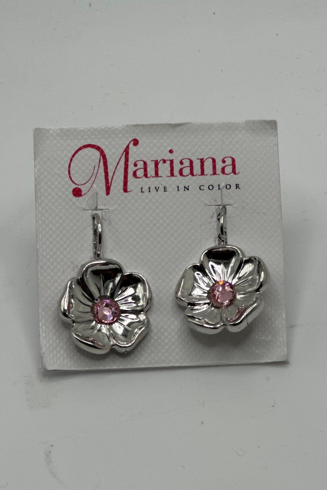 Rhodium Flower Earrings in "Light Rose" BETTERBRANDJEWELRY MICHALSMARIANA 