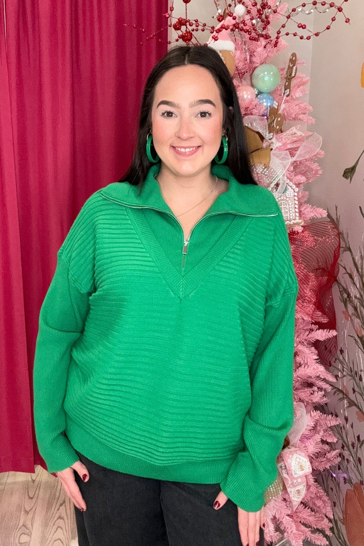 Zip Up V-Neck Sweater MISSY TOP SPECIAL TRIBAL 