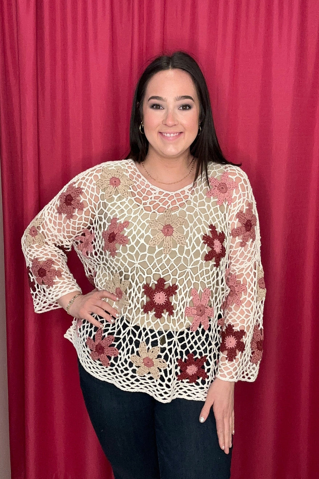 3/4 Sleeve Crochet Sweater MISSY TOP SPECIAL CHARLIEB 