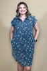 Folded Cuff Button Down Collared Denim Dress DRESS SHE&SKY 