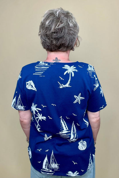 Short Sleeve Nautical V-Neck MISSY TOP SPECIAL SOUTHERN LADY 
