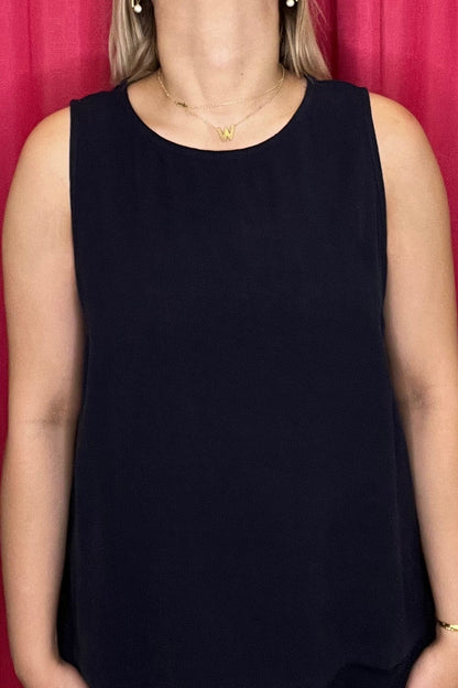 Linen Blend Tunic Tank w/Crochet Trim JR TOP DRESSY ALLIE &amp; ROSE 