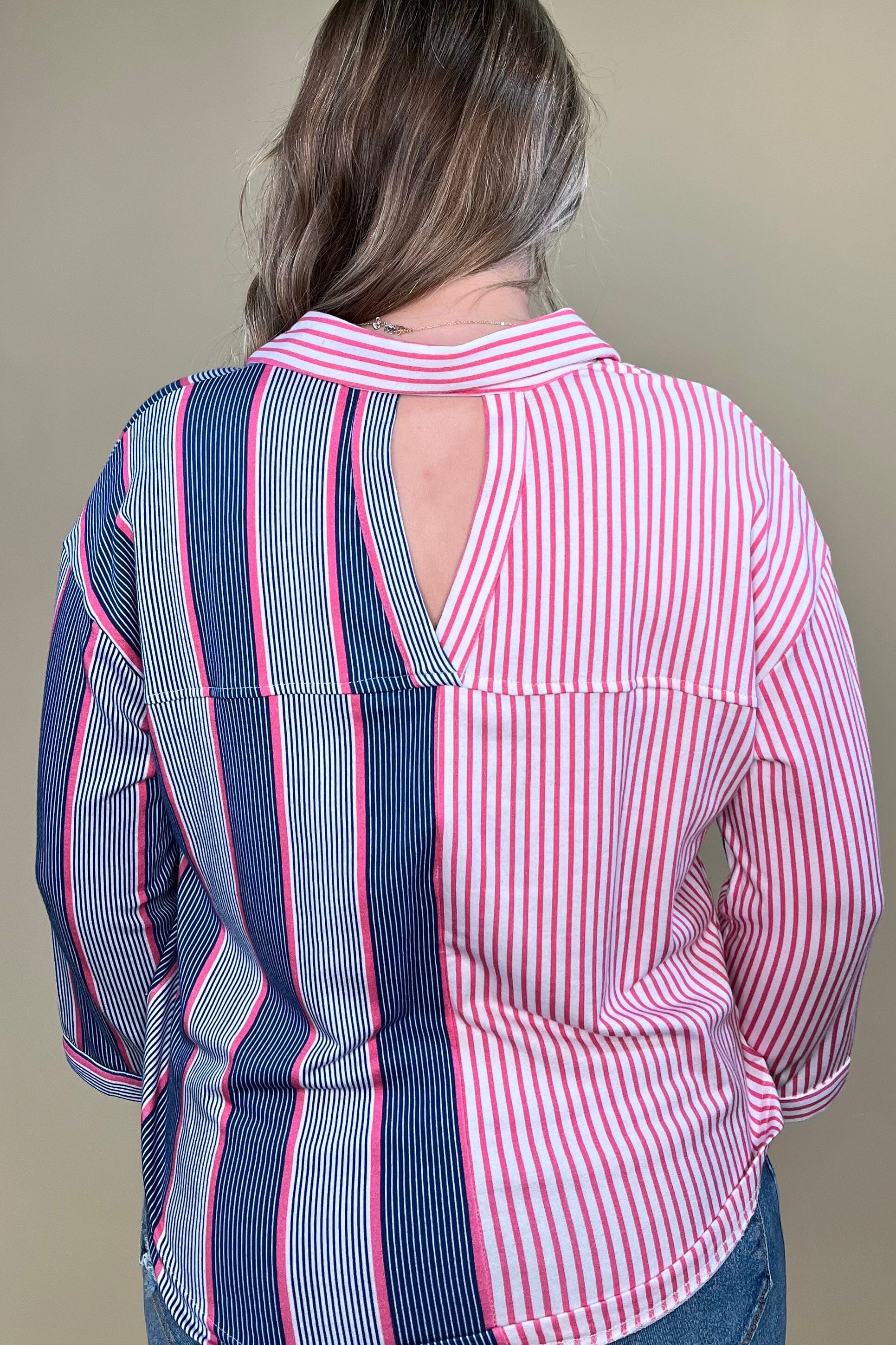 Striped Button Down Collared Top MISSY TOP SPECIAL PARSLEY &amp; SAGE 