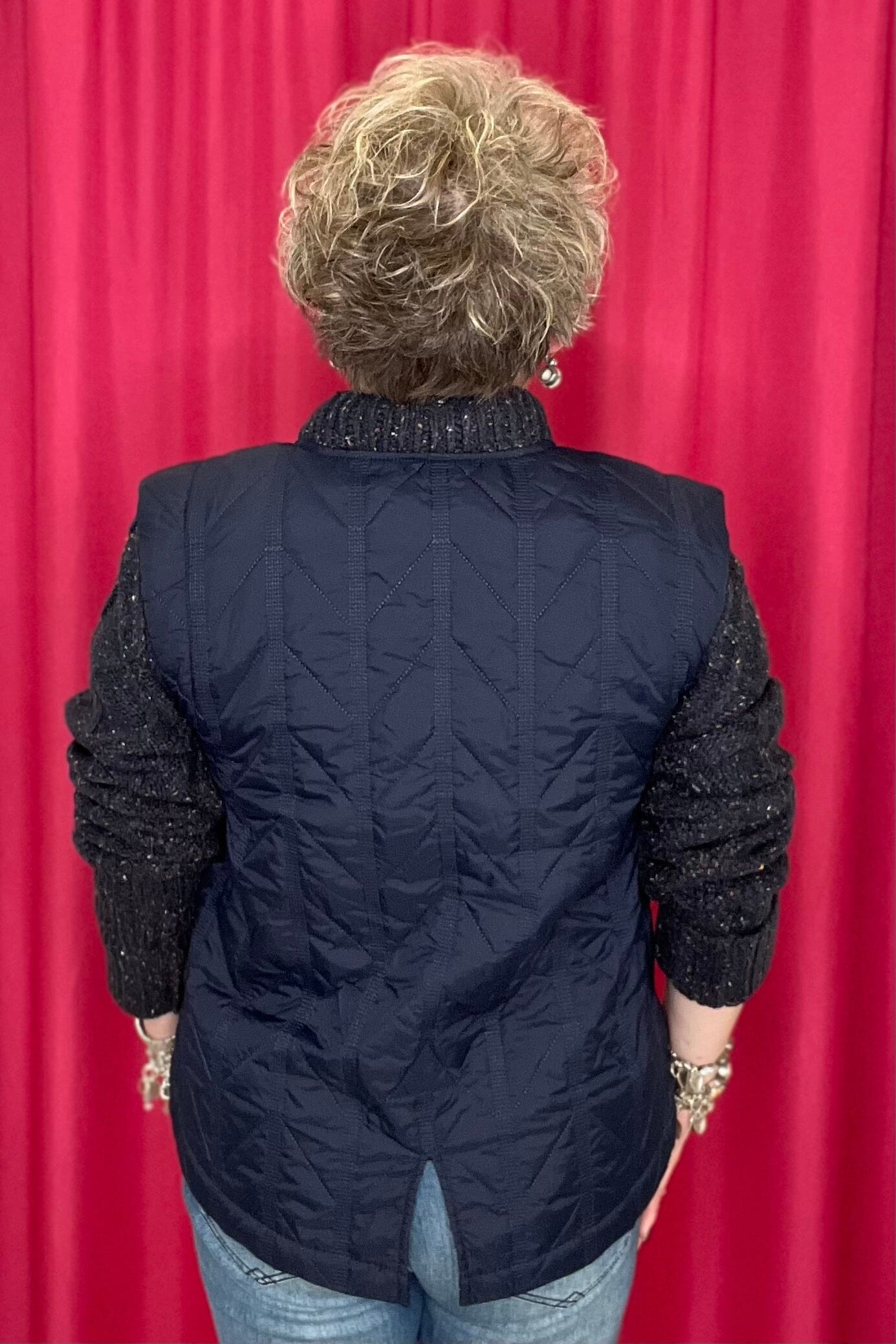 Long Sleeve Stand Collar 2fer Quilted Vest Jacket JACKET DEMOCRACY 