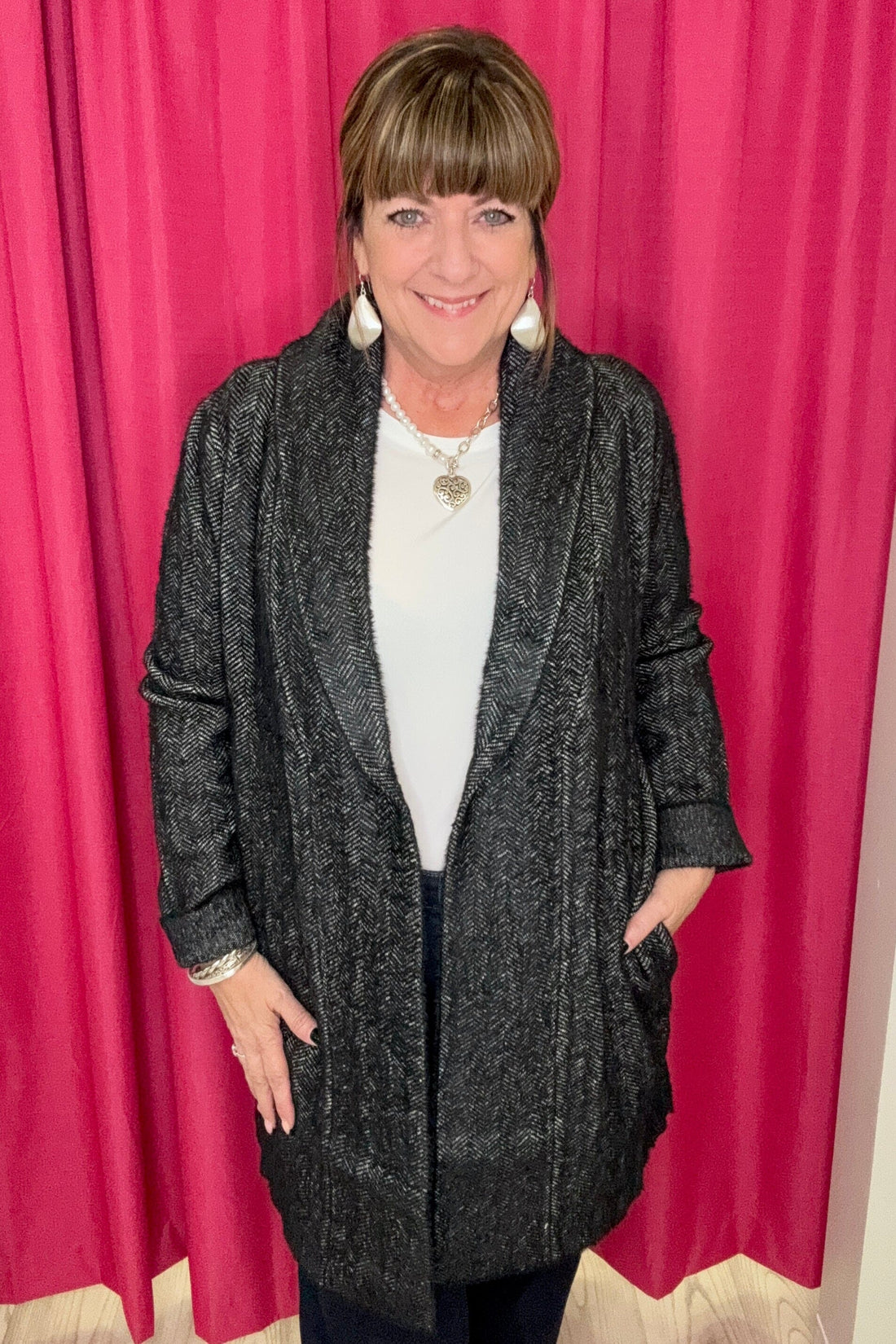 Long Sleeve Open Knit Shawl Sweater Coat JACKET LIVERPOOL