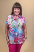 Printed Short Sleeve Button Down w/Collar MISSY TOP SPECIAL CREATION 