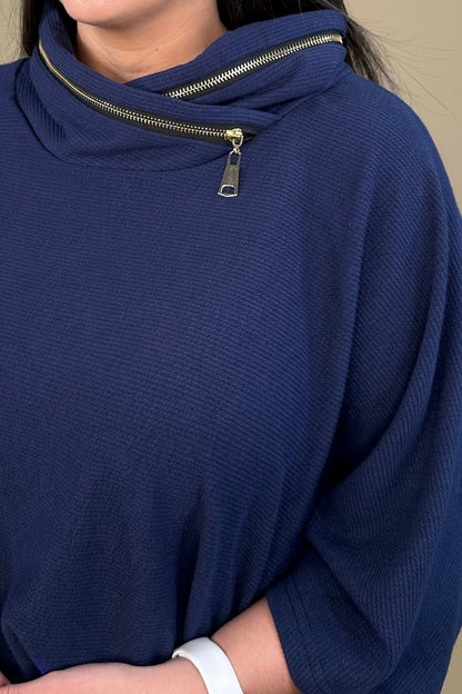 Zipper Cowl Neck Top MISSY TOP SPECIAL CREATION 