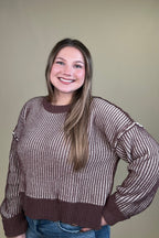 Two Toned Casual Striped Sweater SWEATER:~~Unassigned~~ VERYJ 