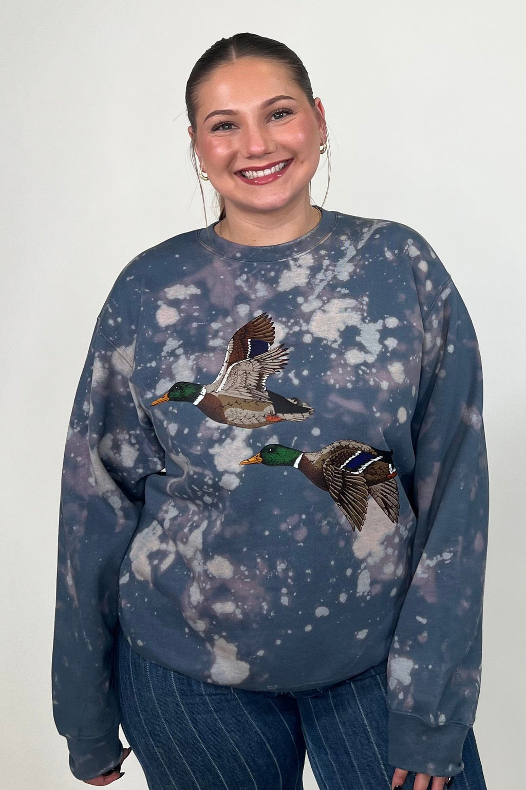 Flying Ducks Bleached Sweatshirt MISSY BASIC KNIT:~~Unassigned~~ ENVEE MEE 