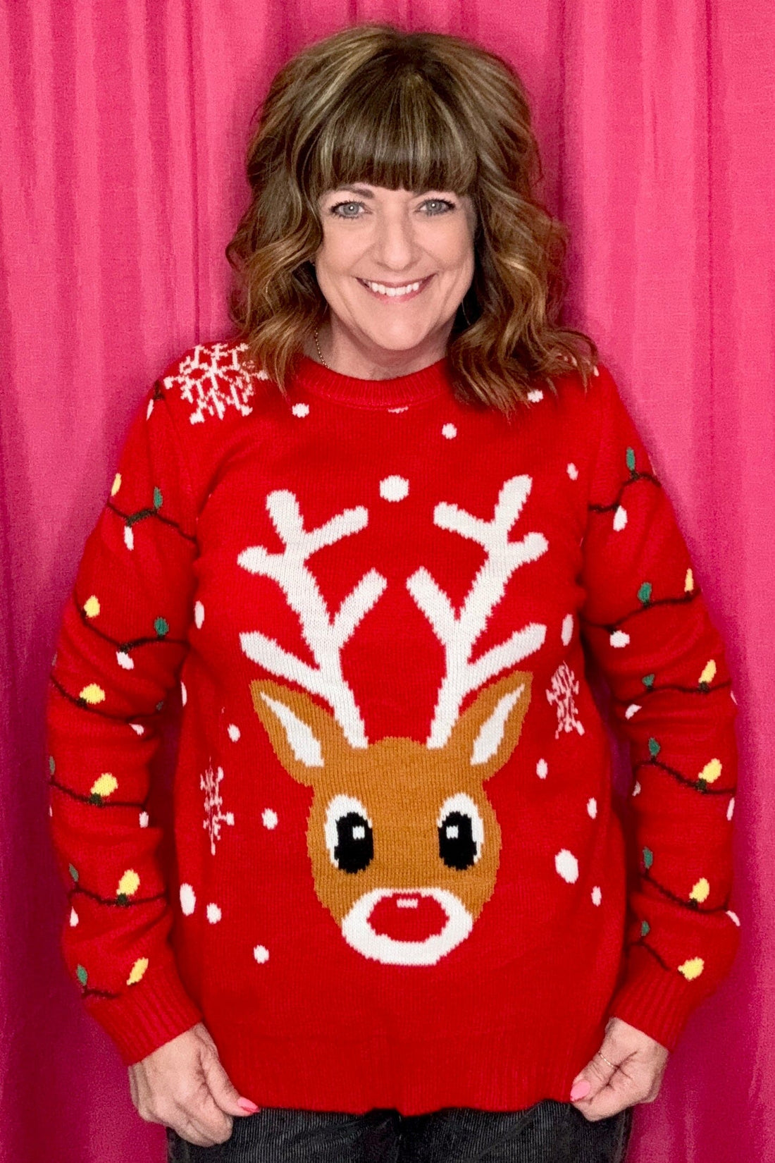 Reindeer Sweater w/Holiday Lights SWEATER JESS LEA