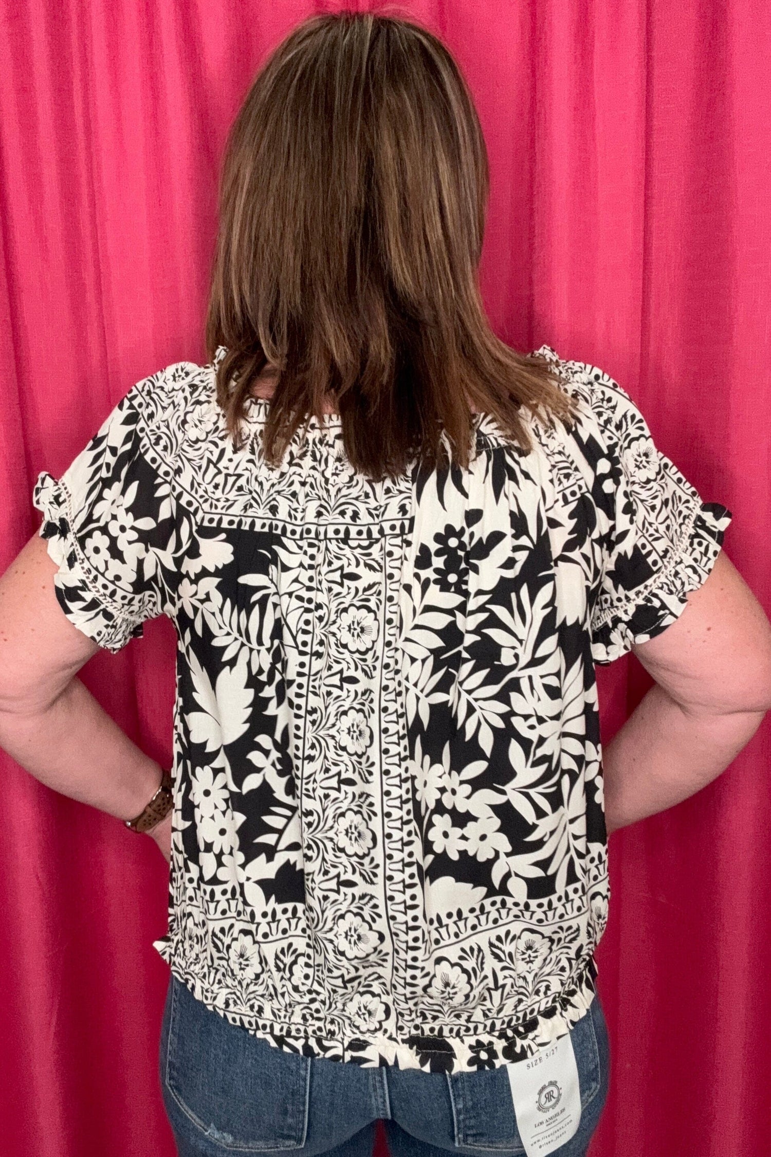 Printed Short Sleeve Off Shoulder Blouse MISSY TOP SPECIAL CHARLIEB 