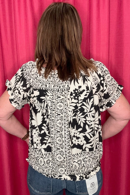 Printed Short Sleeve Off Shoulder Blouse MISSY TOP SPECIAL CHARLIEB 