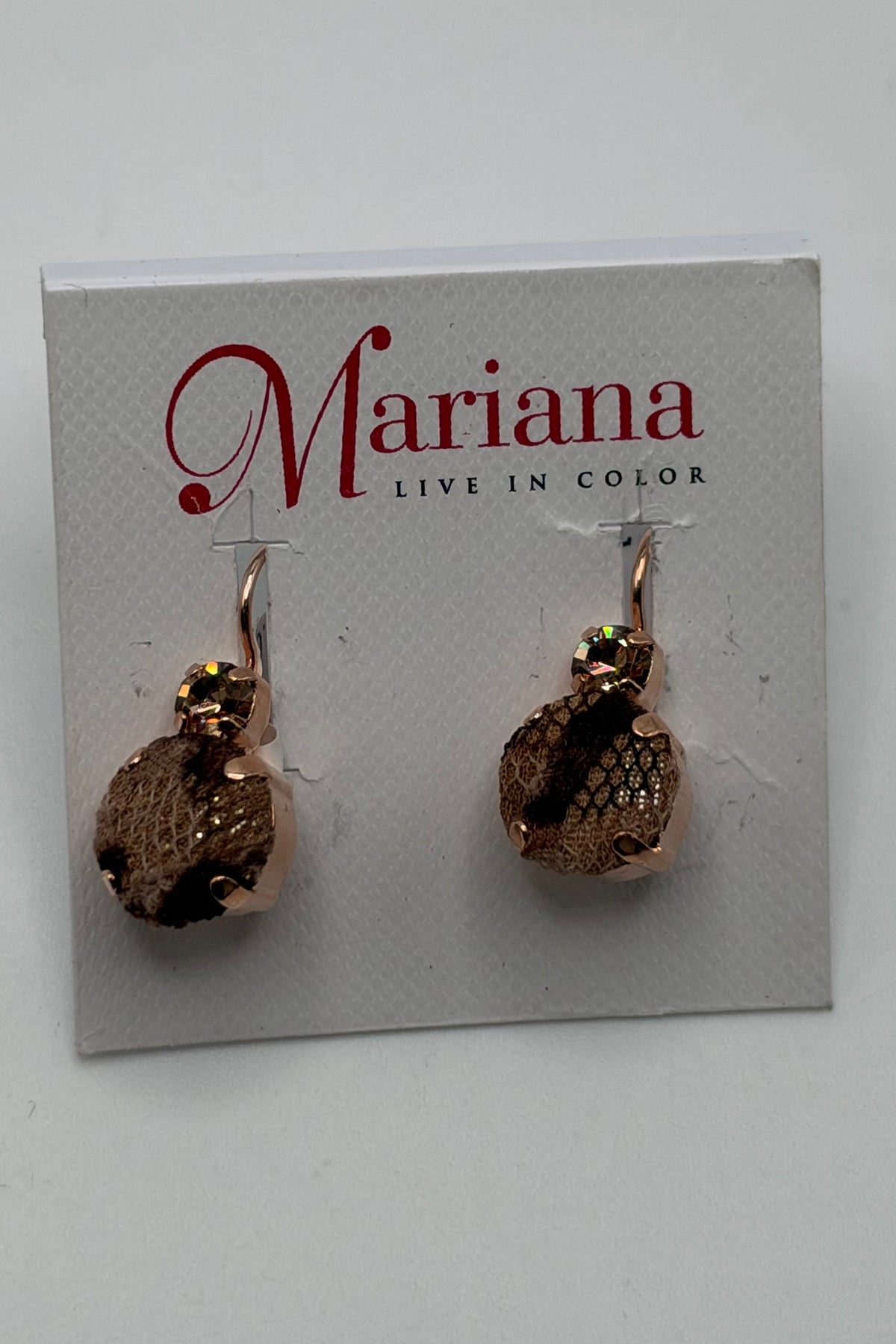 Large Double Stone Leverback Earrings in "Leopard Fabric"