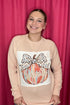 Crew Neck Sweatshirt w/Thankful Pumpkin MISSY BASIC KNIT BLINGAGOGO 