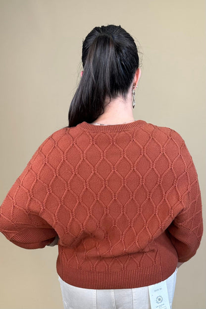 3/4 Sleeve Grid Stitch Sweater MISSY TOP SPECIAL:~~Unassigned~~ DEMOCRACY 